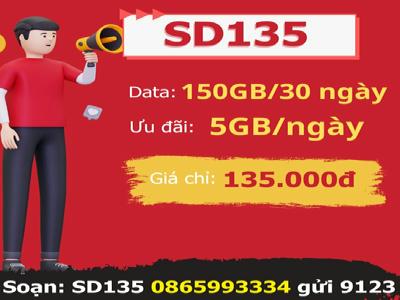 Gói SD135 Viettel - với 150GB tốc độ cao chỉ 135k